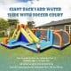 Giant inflatable water slide with soccer court, suitable for 5 kids, featuring dual water cannons and climbing wall.