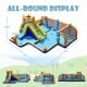 Giant inflatable water slide with detailed dimensions, featuring two slides and a climbing wall for kids' safe outdoor.