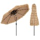 9-foot solar-powered thatched tiki patio umbrella with LED lights, featuring a durable polyester canopy for outdoor.