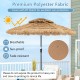 9-foot solar-powered tiki patio umbrella with thatch canopy, 32 LED lights, and durable polyester fabric for outdoor.