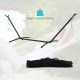 Hammock stand with adjustable heights, powder-coated steel frame, supports 450 lbs, ideal for yard or beach use.