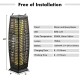 Solar-powered square wicker floor lamp in black, 150 lumens, 3300K warm yellow light, ideal for outdoor use.