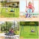 Extra-large A-frame swing stand in yellow, supporting 660 lbs, suitable for various swings in outdoor settings.