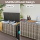 Multifunctional 96-gallon PE wicker outdoor storage box with wheels, serving as a side table and storage solution.