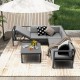 Gray 3-piece aluminum patio furniture set featuring a 6-level adjustable backrest, ideal for outdoor relaxation.