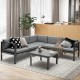 Gray 3-piece aluminum patio furniture set featuring a 6-level adjustable backrest, ideal for indoor and outdoor use.