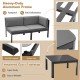 3-piece aluminum patio furniture set with gray cushions and tempered glass tabletop, perfect for indoor and outdoor use.