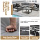 3-piece aluminum patio furniture set with gray cushions, featuring a 6-level adjustable backrest for comfort.