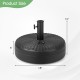 Heavy-duty 18-inch round umbrella base stand with a fillable reservoir for stability, suitable for patio and garden use.