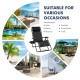 Outdoor folding zero gravity reclining lounge chair in black, featuring a removable headrest and utility tray for.