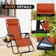 Orange outdoor folding zero gravity reclining lounge chair with detachable pillow and cup holder for relaxation.