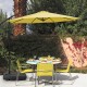 Fillable universal offset umbrella base in black with cross base and wheels, ideal for patio and poolside use.