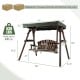 2-person outdoor wooden porch swing with adjustable canopy, carbonized fir wood, holds up to 530 lbs, ideal for.