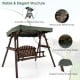 2-person outdoor wooden porch swing with adjustable canopy, sturdy A-frame, and rustic design for garden relaxation.