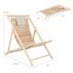 Solid fir wood lounge chair with 3-level adjustable backrest and soft padded headrest, perfect for outdoor relaxation.