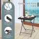 Folding patio table with a solid X-shaped metal structure and anti-slip footpads, perfect for outdoor use.