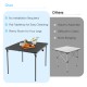Folding camping table with gray HDPE tabletop and rustproof steel frame, designed for easy cleaning and outdoor use.