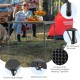 Folding camping table with gray all-weather HDPE tabletop and rustproof steel frame, perfect for outdoor use.