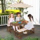 Kids picnic table and bench set in brown with cushions and adjustable umbrella, ideal for outdoor play and relaxation.