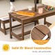 Kids picnic table and bench set in brown with cushions, made of solid fir wood, perfect for indoor and outdoor fun.
