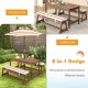 Kids picnic table and bench set in brown with cushions and adjustable umbrella, ideal for indoor and outdoor use.