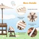 Kids picnic table and bench set with brown cushions and adjustable umbrella, ideal for outdoor play and relaxation.