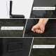 Swivel folding chair with backrest and padded cushion in black, designed for comfortable outdoor use and easy transport.