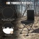 Swivel folding chair with backrest and padded cushion in black, designed for comfort and concealment during outdoor.