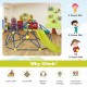 Kids climbing dome with slide in blue, featuring a sturdy rust-resistant frame, ideal for outdoor play and skill.