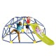 Kids climbing dome with slide in blue, featuring a fabric cushion, ideal for outdoor play in gardens and parks.