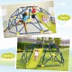 Kids climbing dome with slide in blue, featuring a rust-resistant frame and fabric cushion, ideal for outdoor play.