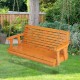 2-person wooden porch swing in orange with hanging chains, designed for garden use, featuring a slat design for.