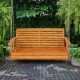Two-person wooden porch swing with hanging chains, waterproof design, for garden relaxation and outdoor comfort.