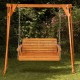 Two-person wooden porch swing in orange with rustproof chains, designed for garden relaxation and stability.