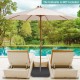 Square umbrella base with 2 sandbags, powder-coated metal frame, and dust-proof cover for stable outdoor support.