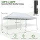 10x20 feet outdoor pop-up patio folding canopy tent in white, featuring a heavy-duty metal frame and adjustable height.