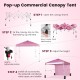 Foldable 10 x 10 feet pink commercial pop-up canopy tent with adjustable height, perfect for outdoor events and.