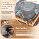 28-inch gray propane fire pit with fountain, lava rocks, and wind glass, designed for outdoor warmth and elegance.
