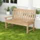 Teak 52-inch outdoor bench with backrest and armrests, made of all-weather HDPE, perfect for garden or porch seating.