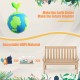 52-inch all-weather HDPE outdoor bench in teak color with backrest and armrests, perfect for garden or porch seating.