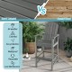 30-inch gray HDPE bar stool with armrests and footrest, designed for outdoor use and easy maintenance.
