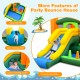 Colorful inflatable bounce house featuring a slide, ball pits, and a climbing wall for indoor and outdoor fun.
