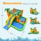 Big inflatable bounce house with slide and ball pits, featuring dimensions for kids aged 3-5 years, perfect for outdoor.