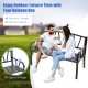 Patio garden bench with metal frame, slatted seat, ergonomic angle, seats 2, ideal for outdoor leisure time.