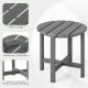 Round gray Adirondack side table with slatted design, weather-resistant HDPE material, perfect for outdoor use.