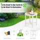 Round white weather-resistant Adirondack side table made of recycled HDPE, perfect for outdoor use and easy maintenance.