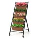 5-tier vertical raised garden bed with wheels, brown planter boxes, perfect for indoor or outdoor plant cultivation.