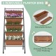 5-tier vertical raised garden bed with wheels, brown planter boxes, durable PP material, ideal for indoor or outdoor.