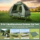5-in-1 foldable outdoor camping tent cot with air mattress, sleeping bag, and elevated platform for comfortable camping.