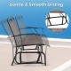 Outdoor gliding loveseat chair with ergonomic design and sturdy metal gliding arms, perfect for backyard relaxation.